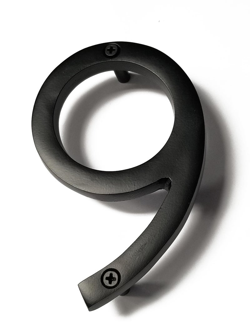 NACH Floating House Numbers, 6 inch Aluminum Black House Numbers for Outside - Number 9, Door Numbers with Mounting Hardware - Image 1